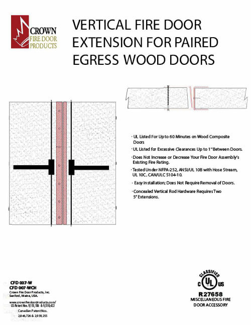 Vertical Fire Door Extension for Paired Egress Wood Doors