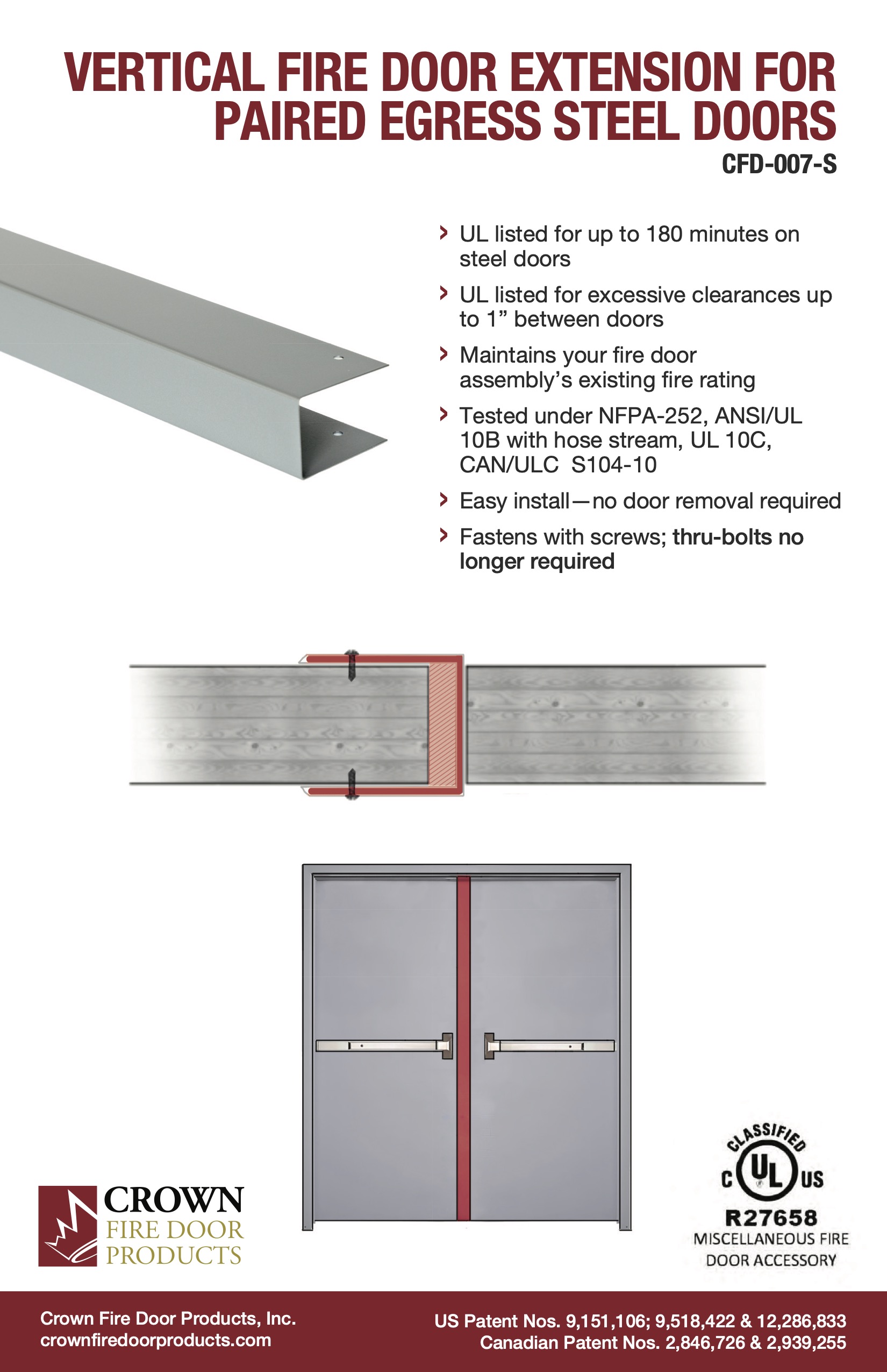 Vertical Fire Door Extension for Paired Egress Steel Doors