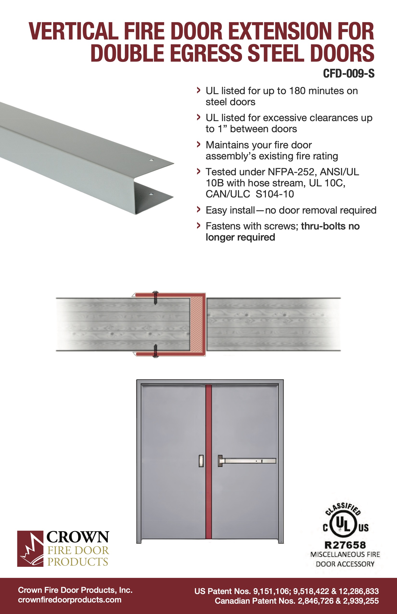 Vertical Fire Door Extension for Steel Double Egress Doors